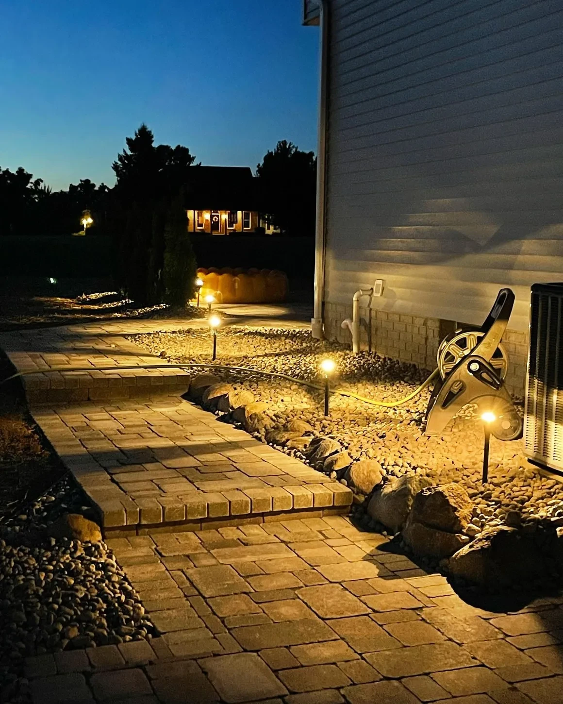 Paver steps garden path
